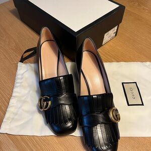 Gucci Black Leather Women's Loafers